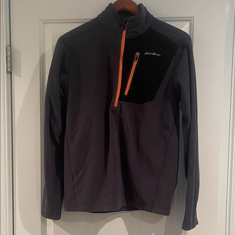 Eddie Bauer First Ascent Men's Dark Gray and Orange Performance 1/4 zip